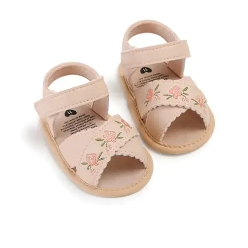 GDSDYM Infant Baby Girls Summer Sandals with Flower Bowknot Soft Sole Wedding Dress Flats Newborn First Walkers Crib Dress Shoes - 12