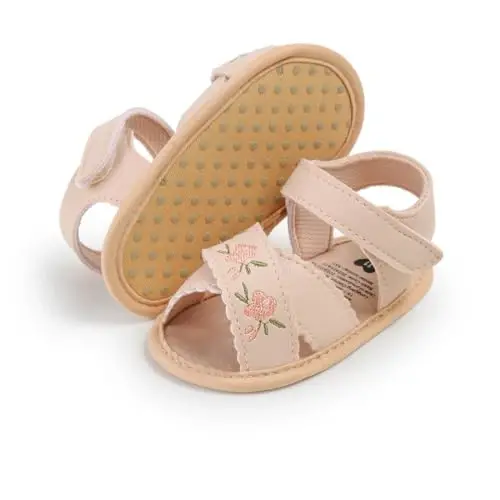 GDSDYM Infant Baby Girls Summer Sandals with Flower Bowknot Soft Sole Wedding Dress Flats Newborn First Walkers Crib Dress Shoes - 5