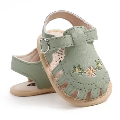 GDSDYM Infant Baby Girls Summer Sandals with Flower Bowknot Soft Sole Wedding Dress Flats Newborn First Walkers Crib Dress Shoes - GDSDYM