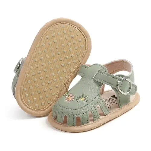 GDSDYM Infant Baby Girls Summer Sandals with Flower Bowknot Soft Sole Wedding Dress Flats Newborn First Walkers Crib Dress Shoes - 4
