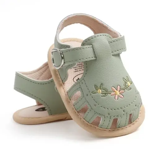 GDSDYM Infant Baby Girls Summer Sandals with Flower Bowknot Soft Sole Wedding Dress Flats Newborn First Walkers Crib Dress Shoes 