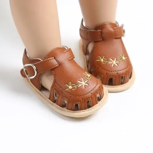 GDSDYM Infant Baby Girls Summer Sandals with Flower Bowknot Soft Sole Wedding Dress Flats Newborn First Walkers Crib Dress Shoes - GDSDYM (1)