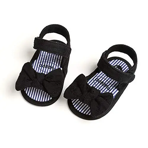 GDSDYM Infant Baby Girls Summer Sandals with Flower Bowknot Soft Sole Wedding Dress Flats Newborn First Walkers Crib Dress Shoes - GDSDYM
