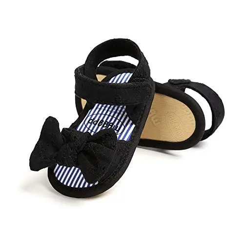GDSDYM Infant Baby Girls Summer Sandals with Flower Bowknot Soft Sole Wedding Dress Flats Newborn First Walkers Crib Dress Shoes - 5
