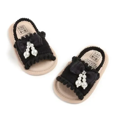 GDSDYM Infant Baby Girls Summer Sandals with Flower Bowknot Soft Sole Wedding Dress Flats Newborn First Walkers Crib Dress Shoes - 5