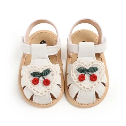 GDSDYM Infant Baby Girls Summer Sandals with Flower Bowknot Soft Sole Wedding Dress Flats Newborn First Walkers Crib Dress Shoes 