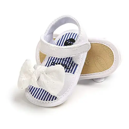 GDSDYM Infant Baby Girls Summer Sandals with Flower Bowknot Soft Sole Wedding Dress Flats Newborn First Walkers Crib Dress Shoes - 4