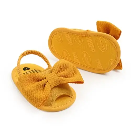 GDSDYM Infant Baby Girls Summer Sandals with Flower Bowknot Soft Sole Wedding Dress Flats Newborn First Walkers Crib Dress Shoes - 5