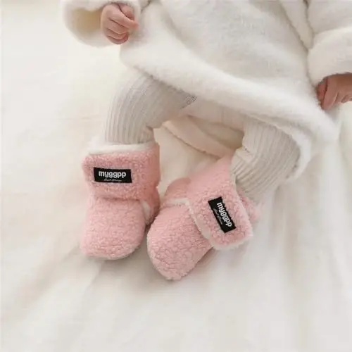 GDSDYM Baby Booties Cozy Fleece Slippers Soft Baby Shoes With Gripper Soles, Winter Infant Newborn Crib Sock Shoe Warm Footwear First Walkers - 3