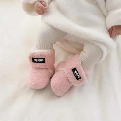 GDSDYM Baby Booties Cozy Fleece Slippers Soft Baby Shoes With Gripper Soles, Winter Infant Newborn Crib Sock Shoe Warm Footwear First Walkers - 3
