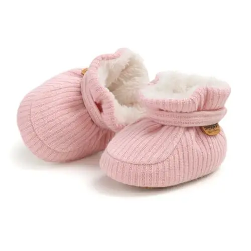 GDSDYM Baby Booties Cozy Fleece Slippers Soft Baby Shoes With Gripper Soles, Winter Infant Newborn Crib Sock Shoe Warm Footwear First Walkers - 5