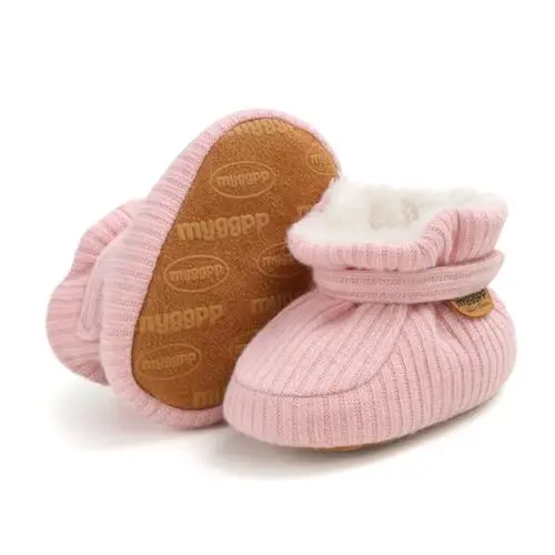 GDSDYM Baby Booties Cozy Fleece Slippers Soft Baby Shoes With Gripper Soles, Winter Infant Newborn Crib Sock Shoe Warm Footwear First Walkers - GDSDYM