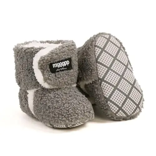 GDSDYM Baby Booties Cozy Fleece Slippers Soft Baby Shoes With Gripper Soles, Winter Infant Newborn Crib Sock Shoe Warm Footwear First Walkers - GDSDYM
