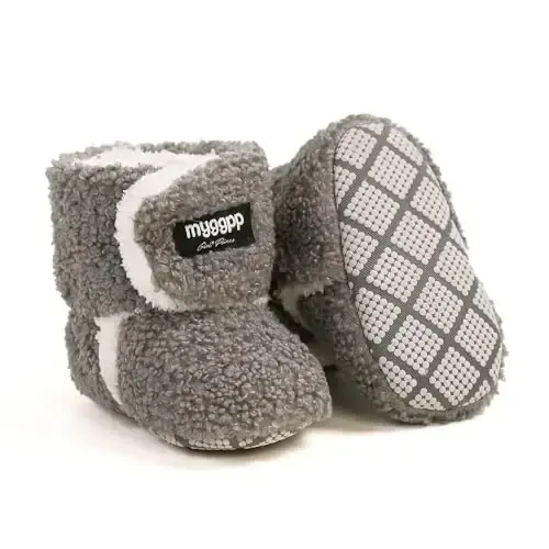 GDSDYM Baby Booties Cozy Fleece Slippers Soft Baby Shoes With Gripper Soles, Winter Infant Newborn Crib Sock Shoe Warm Footwear First Walkers - GDSDYM