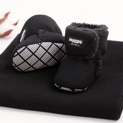 GDSDYM Baby Booties Cozy Fleece Slippers Soft Baby Shoes With Gripper Soles, Winter Infant Newborn Crib Sock Shoe Warm Footwear First Walkers - 5