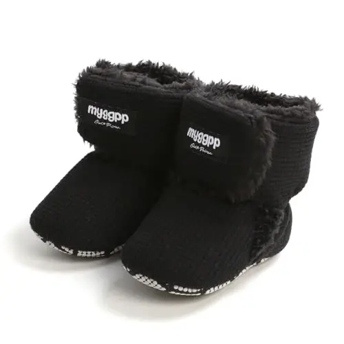 GDSDYM Baby Booties Cozy Fleece Slippers Soft Baby Shoes With Gripper Soles, Winter Infant Newborn Crib Sock Shoe Warm Footwear First Walkers - GDSDYM
