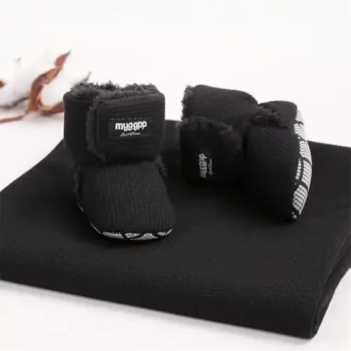 GDSDYM Baby Booties Cozy Fleece Slippers Soft Baby Shoes With Gripper Soles, Winter Infant Newborn Crib Sock Shoe Warm Footwear First Walkers - 4