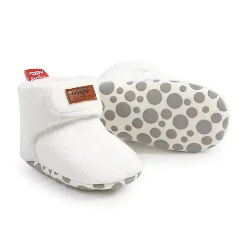 GDSDYM Baby Booties Cozy Fleece Slippers Soft Baby Shoes With Gripper Soles, Winter Infant Newborn Crib Sock Shoe Warm Footwear First Walkers - 1