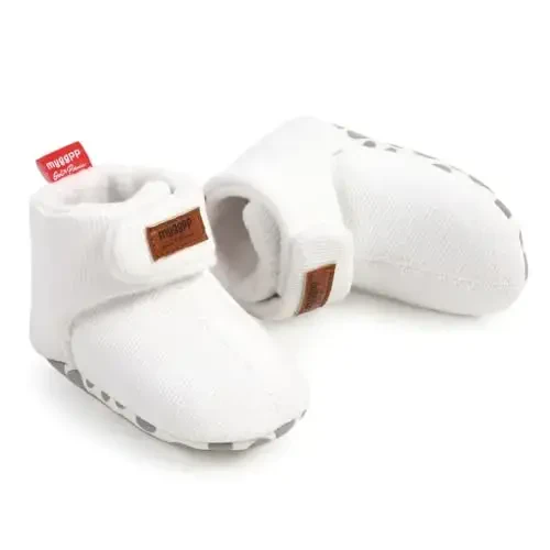 GDSDYM Baby Booties Cozy Fleece Slippers Soft Baby Shoes With Gripper Soles, Winter Infant Newborn Crib Sock Shoe Warm Footwear First Walkers - 4