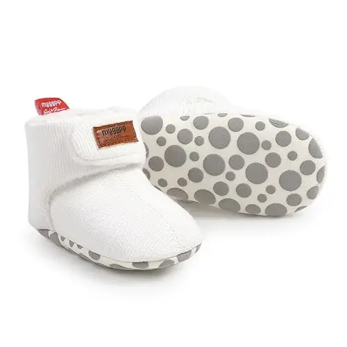 GDSDYM Baby Booties Cozy Fleece Slippers Soft Baby Shoes With Gripper Soles, Winter Infant Newborn Crib Sock Shoe Warm Footwear First Walkers - GDSDYM