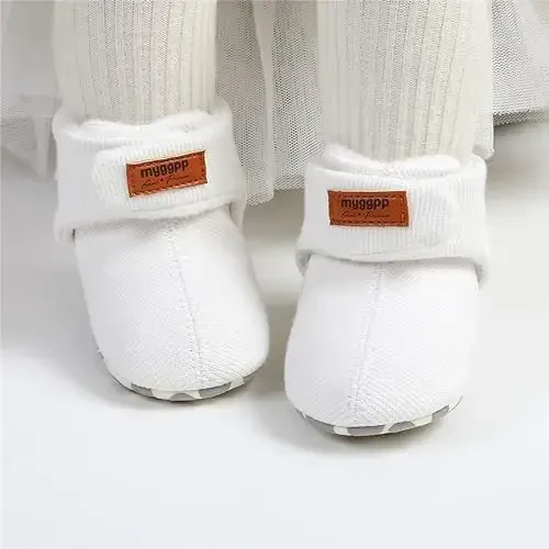 GDSDYM Baby Booties Cozy Fleece Slippers Soft Baby Shoes With Gripper Soles, Winter Infant Newborn Crib Sock Shoe Warm Footwear First Walkers - GDSDYM (1)
