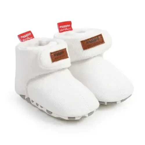 GDSDYM Baby Booties Cozy Fleece Slippers Soft Baby Shoes With Gripper Soles, Winter Infant Newborn Crib Sock Shoe Warm Footwear First Walkers - 3