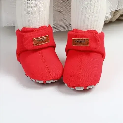 GDSDYM Baby Booties Cozy Fleece Slippers Soft Baby Shoes With Gripper Soles, Winter Infant Newborn Crib Sock Shoe Warm Footwear First Walkers - GDSDYM (1)