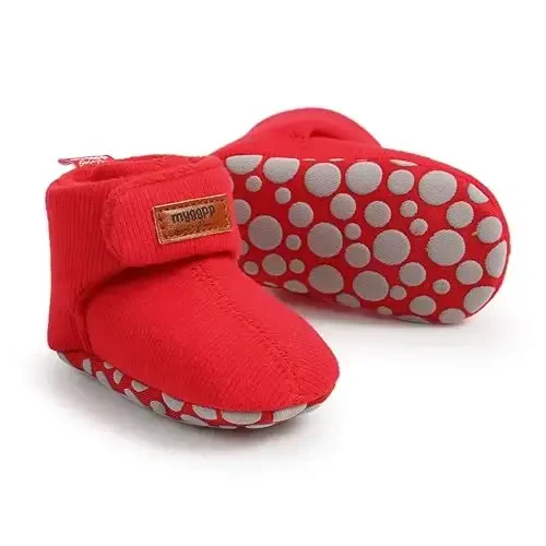 GDSDYM Baby Booties Cozy Fleece Slippers Soft Baby Shoes With Gripper Soles, Winter Infant Newborn Crib Sock Shoe Warm Footwear First Walkers - GDSDYM