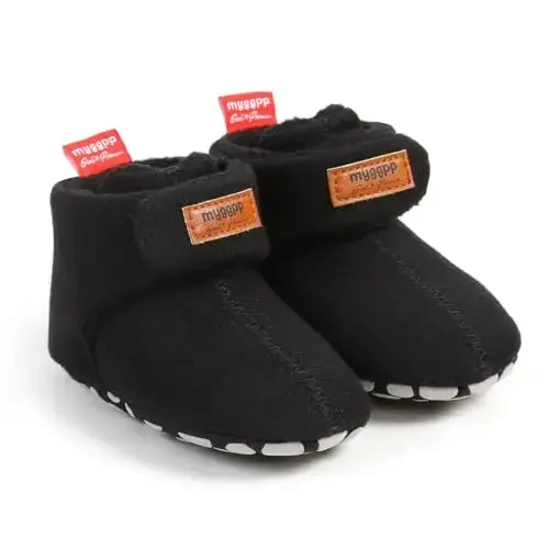 GDSDYM Baby Booties Cozy Fleece Slippers Soft Baby Shoes With Gripper Soles, Winter Infant Newborn Crib Sock Shoe Warm Footwear First Walkers - 3