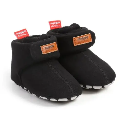 GDSDYM Baby Booties Cozy Fleece Slippers Soft Baby Shoes With Gripper Soles, Winter Infant Newborn Crib Sock Shoe Warm Footwear First Walkers - 3