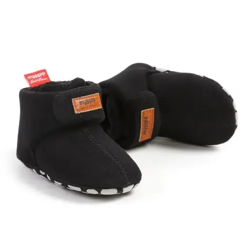 GDSDYM Baby Booties Cozy Fleece Slippers Soft Baby Shoes With Gripper Soles, Winter Infant Newborn Crib Sock Shoe Warm Footwear First Walkers - 5