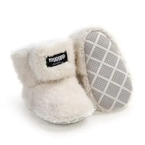 GDSDYM Baby Booties Cozy Fleece Slippers Soft Baby Shoes With Gripper Soles, Winter Infant Newborn Crib Sock Shoe Warm Footwear First Walkers 