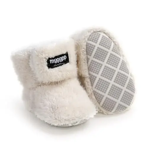 GDSDYM Baby Booties Cozy Fleece Slippers Soft Baby Shoes With Gripper Soles, Winter Infant Newborn Crib Sock Shoe Warm Footwear First Walkers 