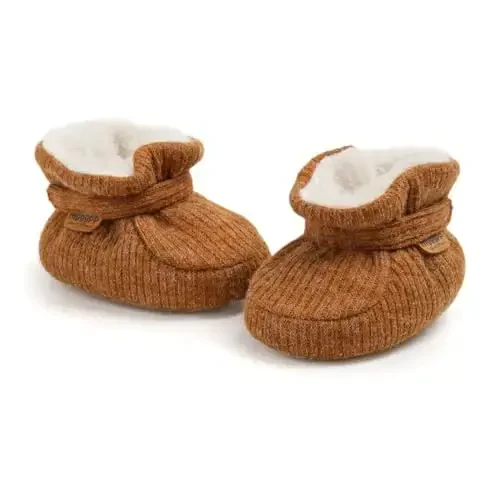 GDSDYM Baby Booties Cozy Fleece Slippers Soft Baby Shoes With Gripper Soles, Winter Infant Newborn Crib Sock Shoe Warm Footwear First Walkers - 4