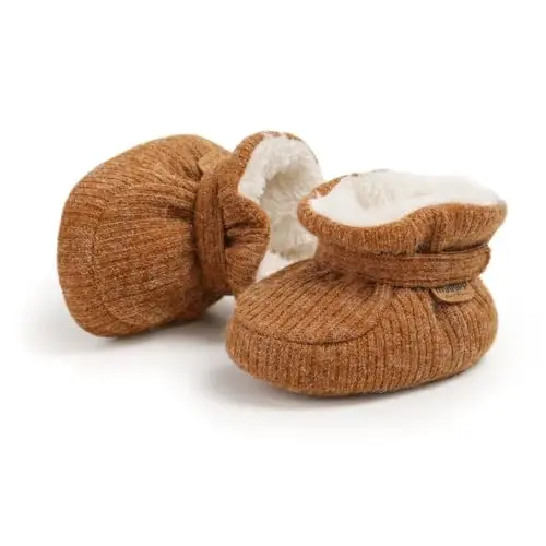 GDSDYM Baby Booties Cozy Fleece Slippers Soft Baby Shoes With Gripper Soles, Winter Infant Newborn Crib Sock Shoe Warm Footwear First Walkers 