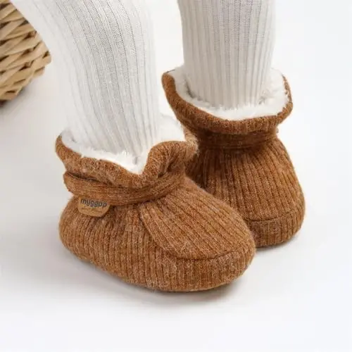 GDSDYM Baby Booties Cozy Fleece Slippers Soft Baby Shoes With Gripper Soles, Winter Infant Newborn Crib Sock Shoe Warm Footwear First Walkers - GDSDYM (1)