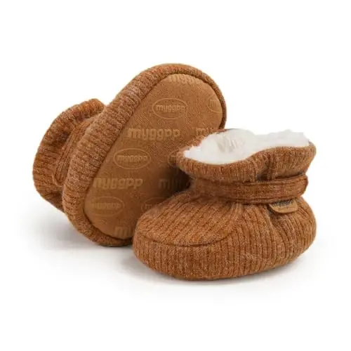 GDSDYM Baby Booties Cozy Fleece Slippers Soft Baby Shoes With Gripper Soles, Winter Infant Newborn Crib Sock Shoe Warm Footwear First Walkers - 6