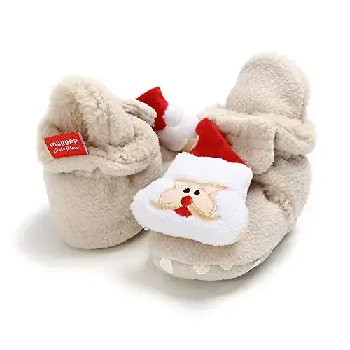 GDSDYM Baby Booties Cozy Fleece Slippers Soft Baby Shoes With Gripper Soles, Winter Warm Infant Newborn Crib Sock Shoes First Walkers - 4