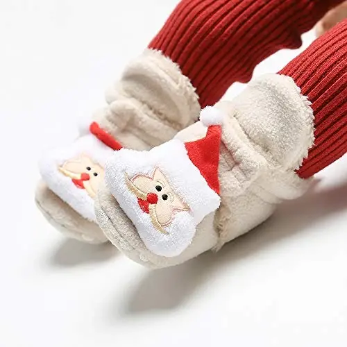 GDSDYM Baby Booties Cozy Fleece Slippers Soft Baby Shoes With Gripper Soles, Winter Warm Infant Newborn Crib Sock Shoes First Walkers - 2