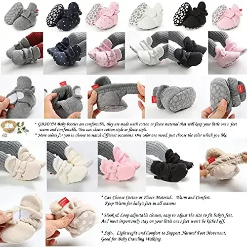 GDSDYM Baby Booties Cozy Fleece Slippers Soft Baby Shoes With Gripper Soles, Winter Warm Infant Newborn Crib Sock Shoes First Walkers - 3