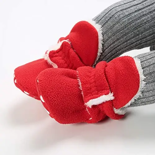 GDSDYM Baby Booties Cozy Fleece Slippers Soft Baby Shoes With Gripper Soles, Winter Warm Infant Newborn Crib Sock Shoes First Walkers - 2