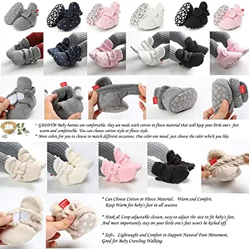 GDSDYM Baby Booties Cozy Fleece Slippers Soft Baby Shoes With Gripper Soles, Winter Warm Infant Newborn Crib Sock Shoes First Walkers - 3