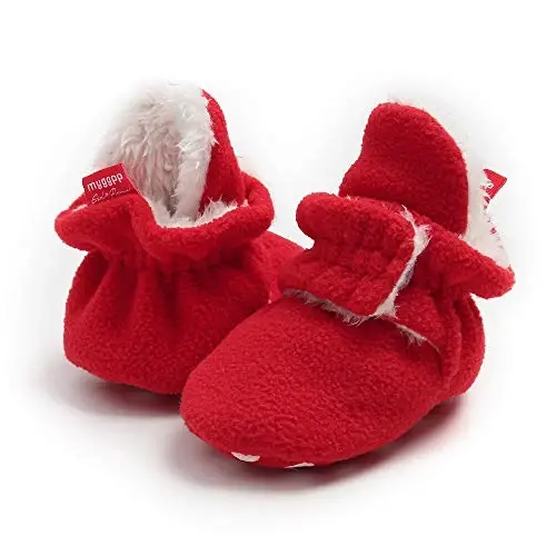 GDSDYM Baby Booties Cozy Fleece Slippers Soft Baby Shoes With Gripper Soles, Winter Warm Infant Newborn Crib Sock Shoes First Walkers - 4