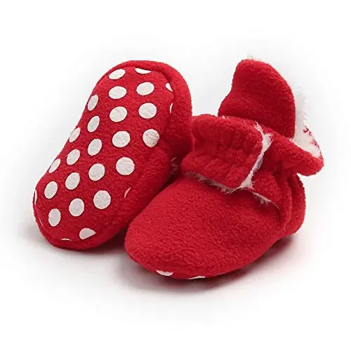 GDSDYM Baby Booties Cozy Fleece Slippers Soft Baby Shoes With Gripper Soles, Winter Warm Infant Newborn Crib Sock Shoes First Walkers - 2