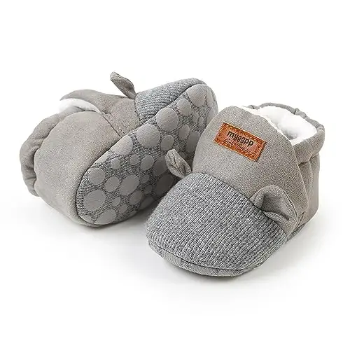 GDSDYM Baby Booties Cozy Fleece Slippers Soft Baby Shoes With Gripper Soles, Winter Warm Infant Newborn Crib Sock Shoes First Walkers - 4