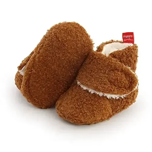 GDSDYM Baby Booties Cozy Fleece Slippers Soft Baby Shoes With Gripper Soles, Winter Warm Infant Newborn Crib Sock Shoes First Walkers - 2