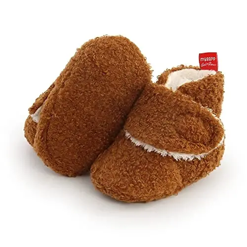 GDSDYM Baby Booties Cozy Fleece Slippers Soft Baby Shoes With Gripper Soles, Winter Warm Infant Newborn Crib Sock Shoes First Walkers 