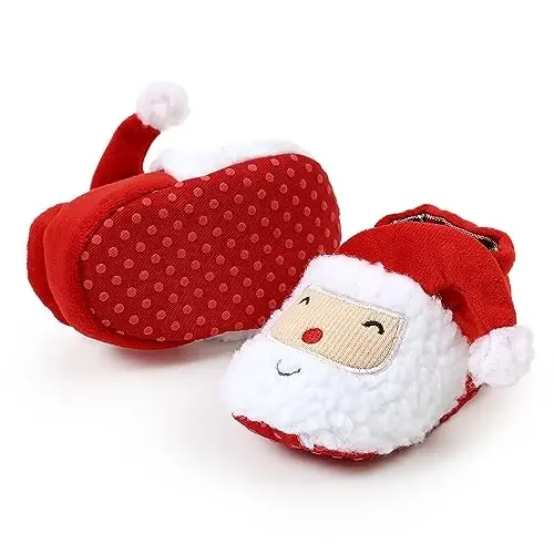GDSDYM Baby Booties Cozy Fleece Slippers Soft Baby Shoes With Gripper Soles, Winter Warm Infant Newborn Crib Sock Shoes First Walkers 