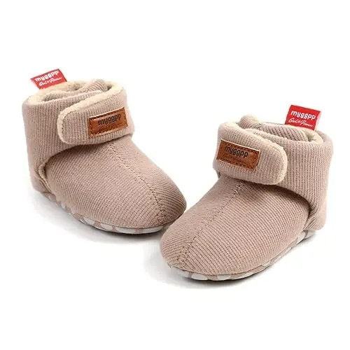 GDSDYM Baby Booties Cozy Fleece Slippers Soft Baby Shoes With Gripper Soles, Winter Infant Newborn Crib Sock Shoe Warm Footwear First Walkers - 3