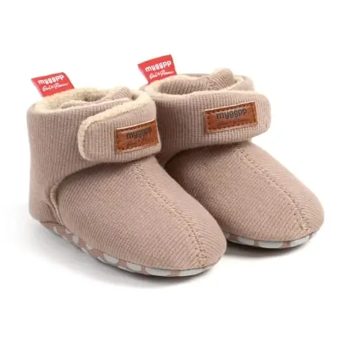 GDSDYM Baby Booties Cozy Fleece Slippers Soft Baby Shoes With Gripper Soles, Winter Infant Newborn Crib Sock Shoe Warm Footwear First Walkers - 4